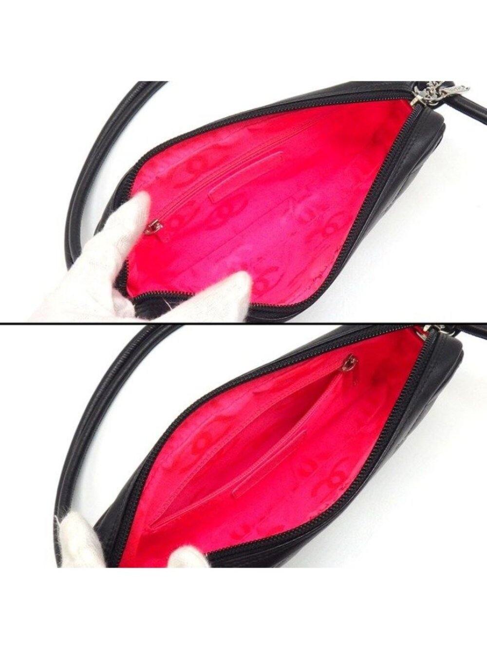 Chanel Handbag Cambon Line Pouch Black Pink Soft - Picture 5 of 10